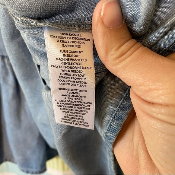 Beachlunchlounge chambray embroidered Peplum Blouse Sz XS - Picture 5 of 8